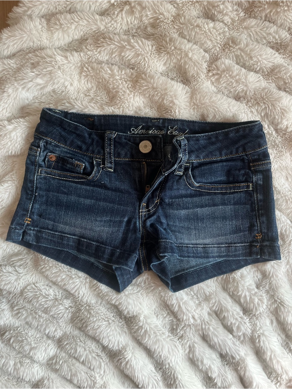American Eagle Outfitters Dark Indigo Denim Shortie Shorts